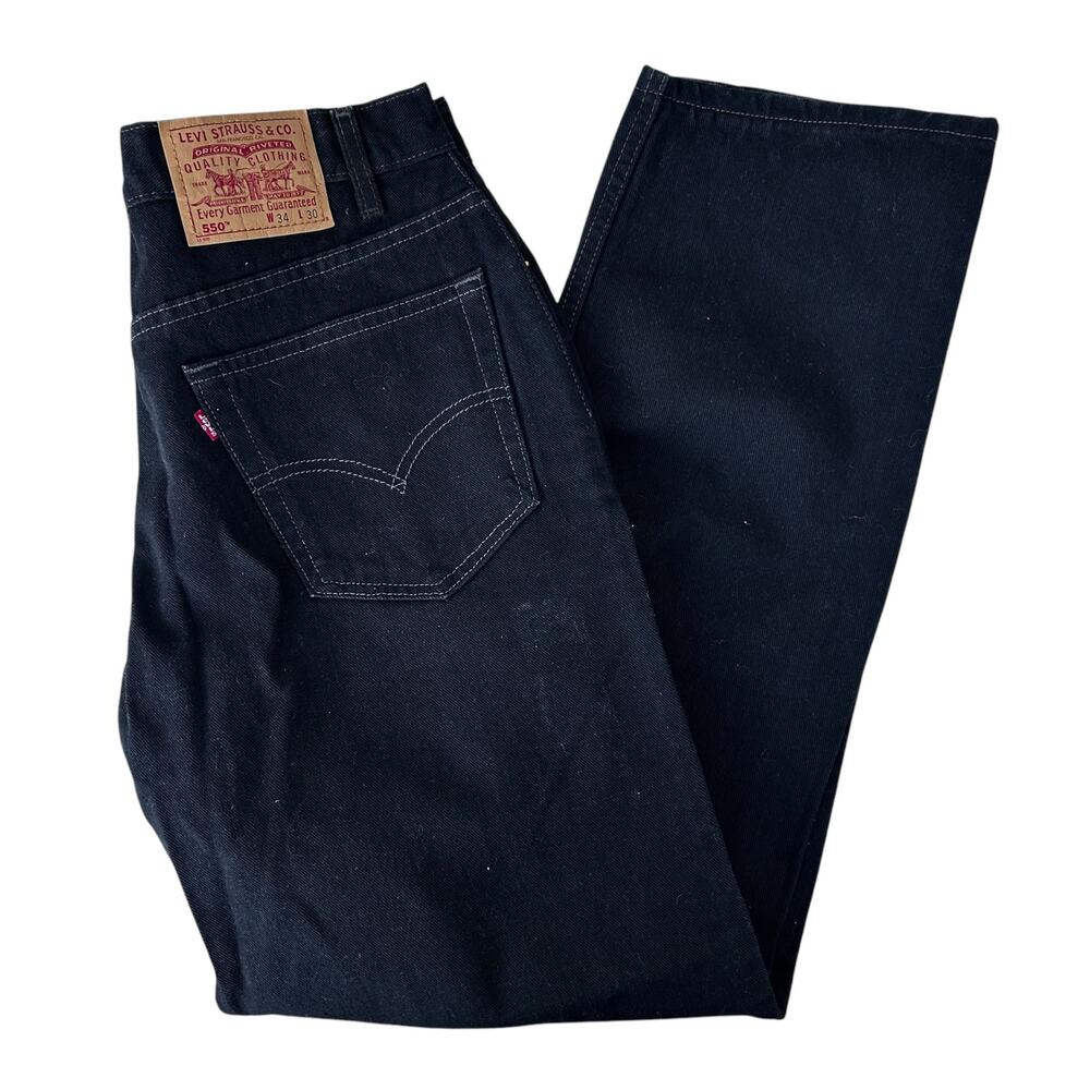 Vintage Levis 550 Black Relaxed Fit Jeans Sz 34x30